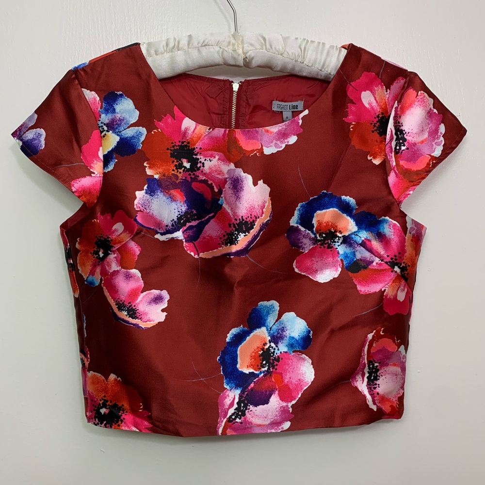 Red Floral Crop Top